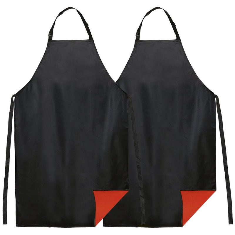 kilofly 2pc Vinyl Extra Long 43" Adjustable Waist Neck Ties Waterproof Apron - Image 1